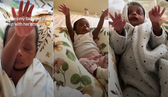 “Her hands are always up” – Mum raises alarm over baby’s rare sleeping position (Video) image