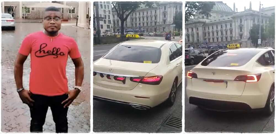 "Tesla, Mercedes Benz Used for Taxi": Man Living Abroad Records Video of Expensive Cars Waiting For Passengers image