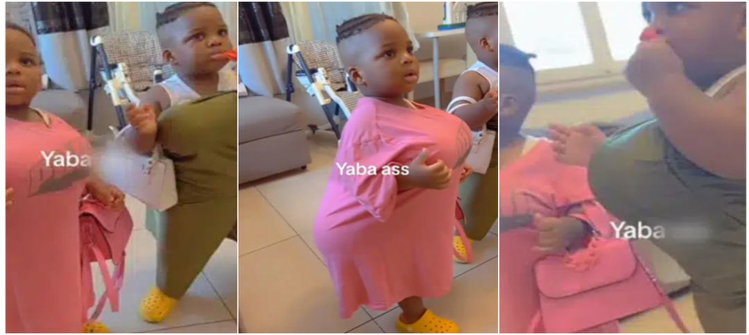 Mother leaves many in laughter as she dresses up her twins to look endowed. image