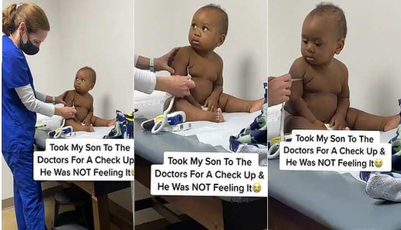 Little Boy Gives Doctor a Serious Look as He Arrives for Medical Checkup (Video) image