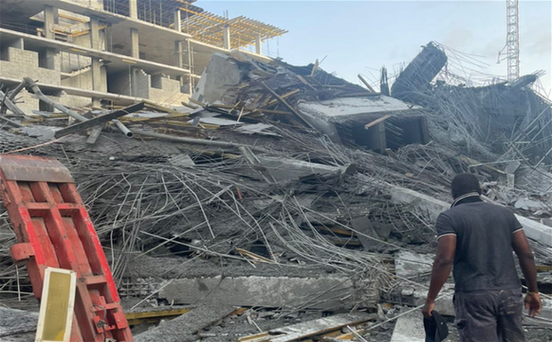 7-story building collapses in Banana Island as construction workers trapped image