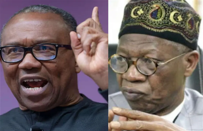 Mr Peter Obi knocks Lai Mohammed for a Treason allegation against him image