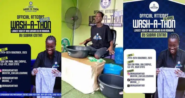 Guinness World Records: Eniola surpasses 50 hours wash-a-thon target image