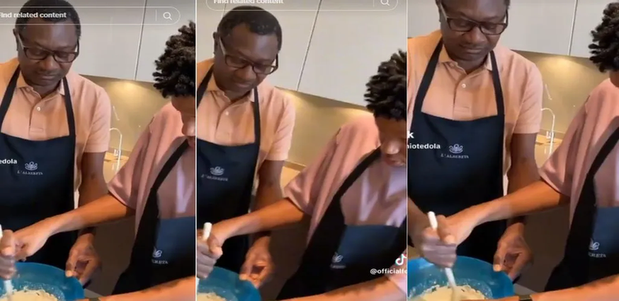 “Billionaire in the kitchen” – Video of Femi Otedola cooking with his son Fewa breaks internet (Watch) image