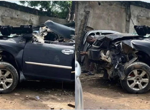 A painter mistakenly took a client's Lexus car to a village and ended up crashing it beyond repair image