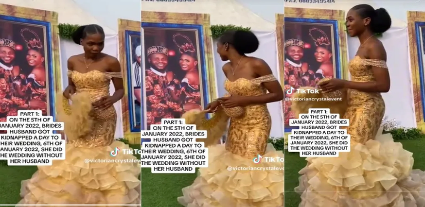 Nigerian lady goes ahead with wedding ceremony after fiancé was kidnapped a day before the event image