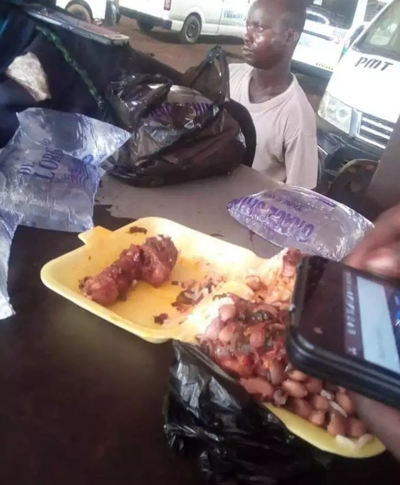 Drama as a trader in Alaba International Market allegedly finds a male child's private part inside the food image