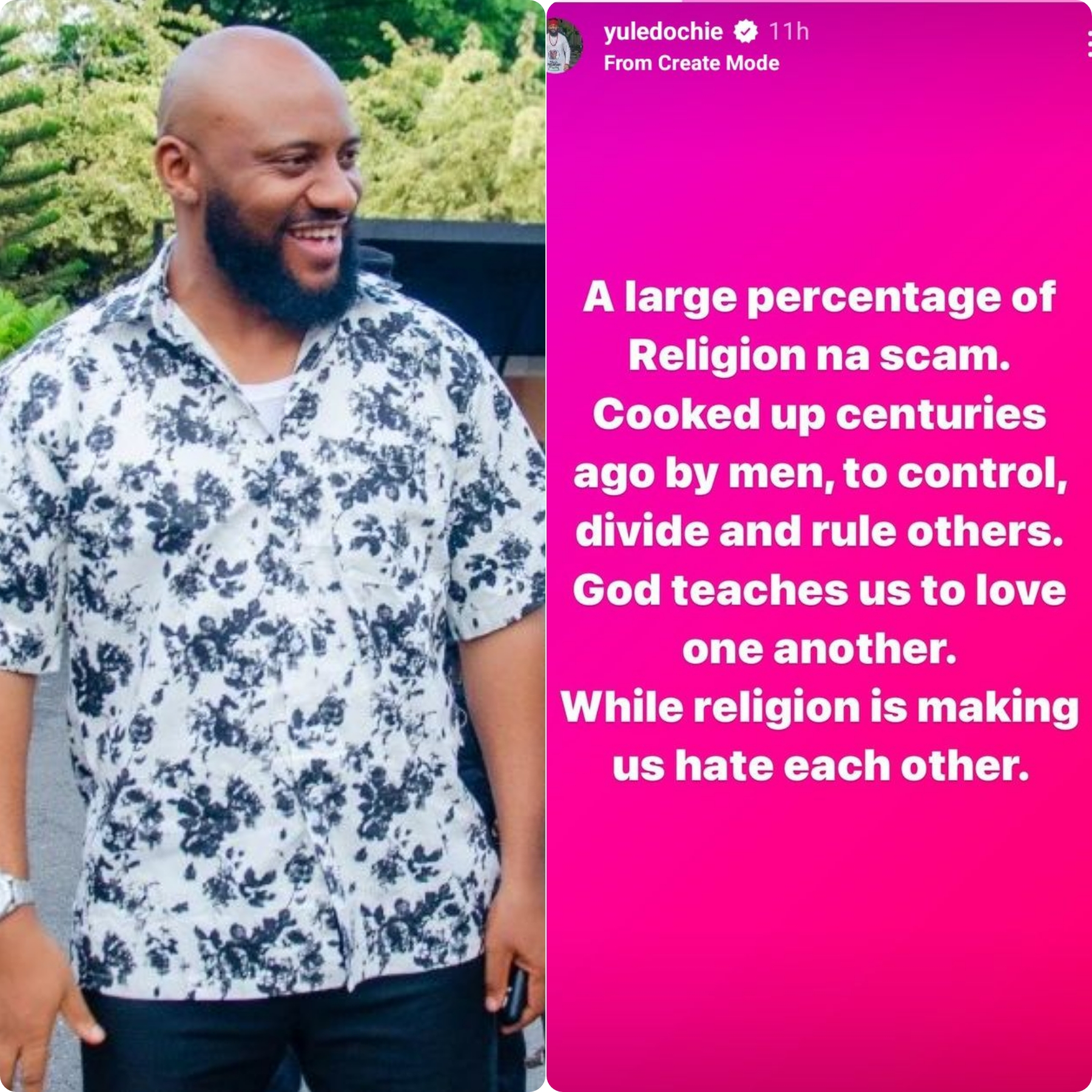 A large percentage of religion is a scam – Actor Yul Edochie image