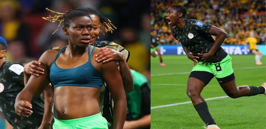 ‘Daddy no vex’, P-Square, Falz, and others beg Oshoala’s dad over the shirtless celebration image