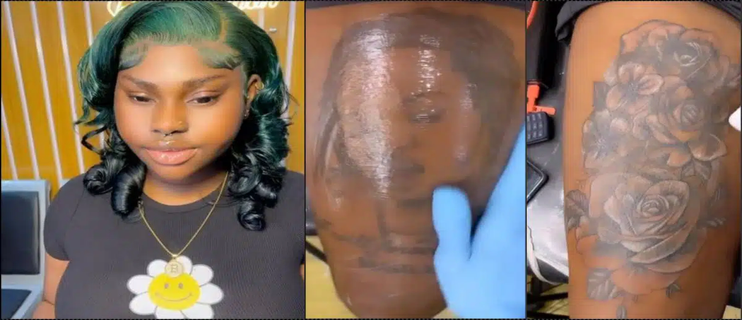 Repentant ‘Olosho’ MandyKiss Replaces Naira Marley’s Tattoo After Finding God (Video) image