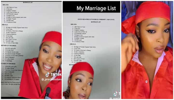 Pretty Igbo lady flaunts Marriage List, causes stir online She says, ''Getting Married From My Village Is Very Cheap," image