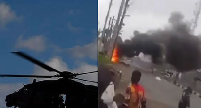 BREAKING: Helicopter crashes in Lagos image