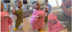 Mother leaves many in laughter as she dresses up her twins to look endowed.